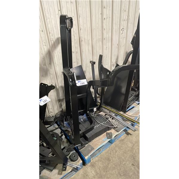 GROUP OF COMMERCIAL EXERCISE MACHINE STEEL FRAME & ASSORTED PARTS
