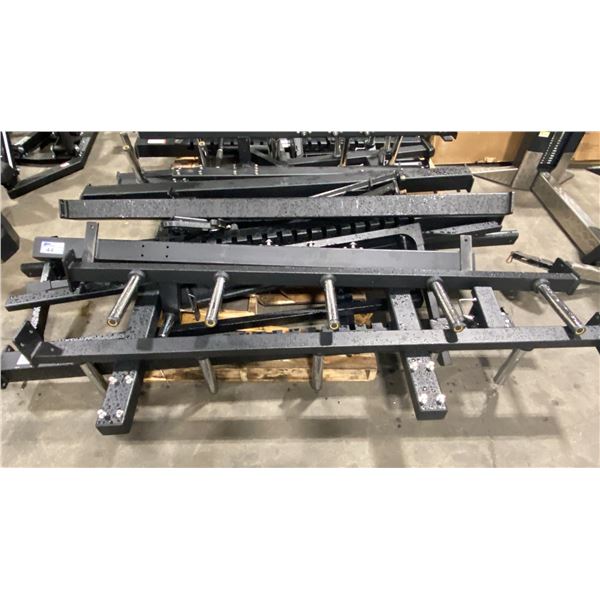 LARGE PALLET OF ASSORTED COMMERCIAL EXERCISE SMITH RACK PARTS