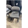 Image 2 : STACK OF 20 BLACK PLASTIC METAL FRAMED STACKING CHAIRS WITH MOBILE CHAIR CART