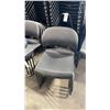 Image 2 : STACK OF 20 BLACK PLASTIC METAL FRAMED STACKING CHAIRS WITH MOBILE CHAIR CART