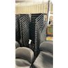 Image 1 : STACK OF 20 BLACK PLASTIC METAL FRAMED STACKING CHAIRS WITH MOBILE CHAIR CART
