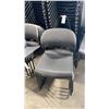 Image 2 : STACK OF 20 BLACK PLASTIC METAL FRAMED STACKING CHAIRS WITH MOBILE CHAIR CART