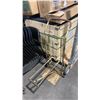Image 3 : STACK OF 12 BLACK PLASTIC METAL FRAMED STACKING CHAIRS & HEAVY DUTY 2 WHEEL CHAIR CART