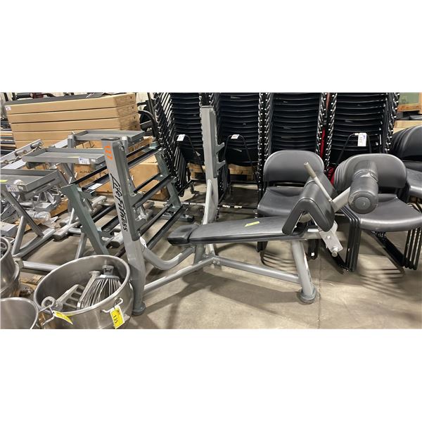 LIFE FITNESS GREY COMMERCIAL INCLINE MULTI FREE WEIGHT BENCH