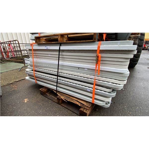STACK OF 20 ASSORTED 6' COMMERCIAL PLASTIC EVENT FOLDING TABLES *MUST TAKE ALL ON PALLET*
