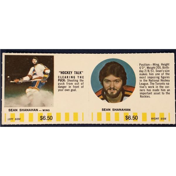 1976-77 COLORADO ROCKIES NHL PUCK BUCKS GAME CARD - SEAN SHANAHAN