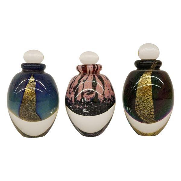 Robert Eickholt Signed Art Glass Perfume Bottles