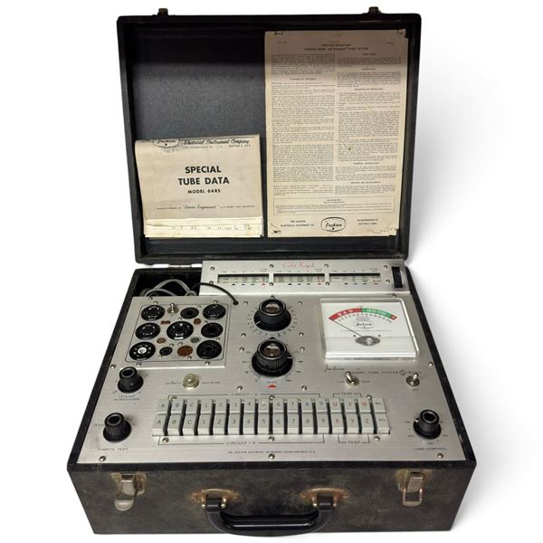 Jackson Model 648S Dynamic Tube Tester with Case, Roll Chart & Technical Literature