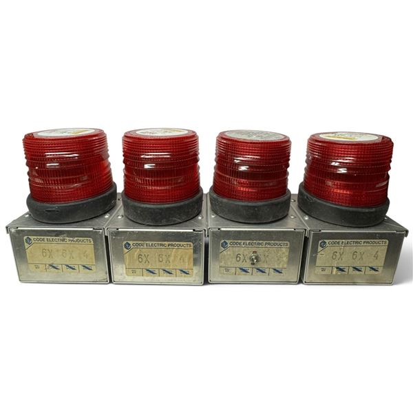 Four Red Strobe Warning Lights, Target Tech Model 401 & Dominion Junior