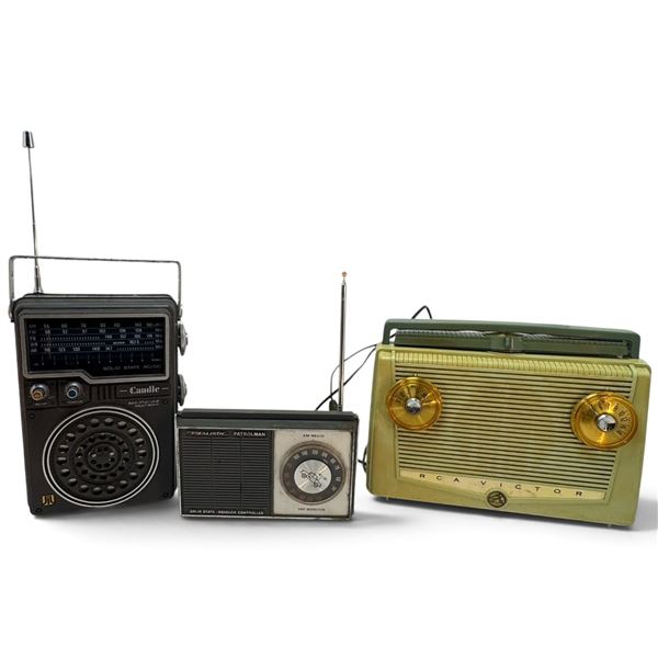 Three Portable Radios: RCA Victor, Realistic Patrolman & Camille LT-521 Multiband