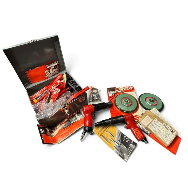 Rodac Pneumatic Tool & Attachment Collection, Models 3401 & 275A, 1100 RPM, Metal Case