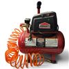 Image 1 : Jobmate 58-7958-4 3-Gallon Air Compressor with Dual Gauges & Coiled Air Hose