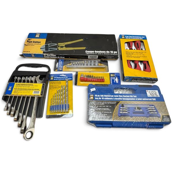 7 Power Fist Tool Sets: 18 in. Bolt Cutter, Wrenches, Drill Bits, Torx & Sockets