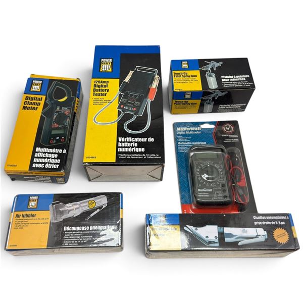 6-Piece Power Fist & Mastercraft Multimeter, Battery Tester & Pneumatic Tool Group BNIB