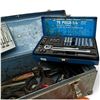 Image 4 : Two Metal Toolboxes with Westward Socket Set, Hand Tools, Hardware & Caged Work Light