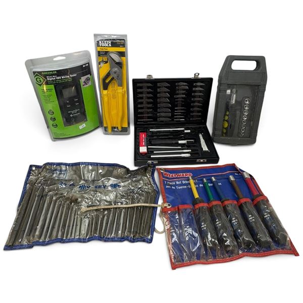 Greenlee NC-100 VDV Tester, Klein D502-10 Pliers & Assorted Hand Tool Sets
