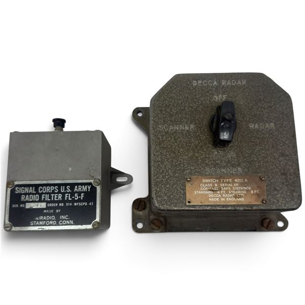 Decca Radar Type 4212A Compass Switch & U.S. Army Airadio FL-5-F Radio Filter
