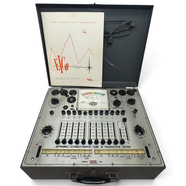 EICO Model 666 Dynamic Conductance Tube & Transistor Tester with Manual & Carrying Case