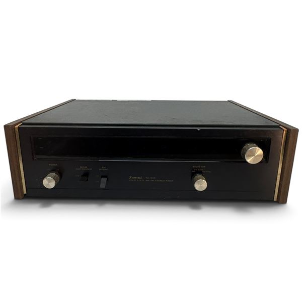 Vintage Sansui TU-505 Solid-State AM/FM Stereo Tuner with Walnut Side Panels & Analog Dial