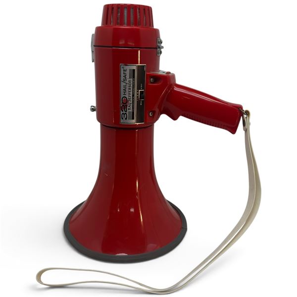 Ray Jefferson Model 320 Hail/Safe Red Battery-Powered Megaphone with Shoulder Strap