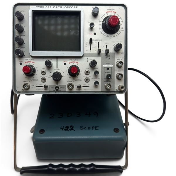 Vintage Tektronix Type 422 15 MHz Dual-Trace Portable Oscilloscope with AC Power Supply