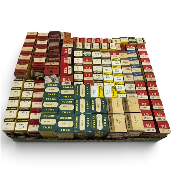 Large Group of Vintage Boxed Radio & Electronic Vacuum Tubes by RCA, Sylvania & Others