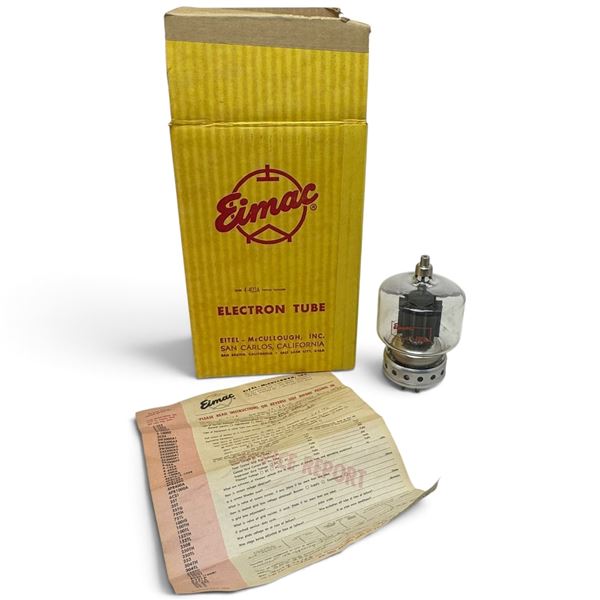 Eimac 4-400A High-Vacuum Power Tetrode Transmitting Tube, Box & 1966 Return Form