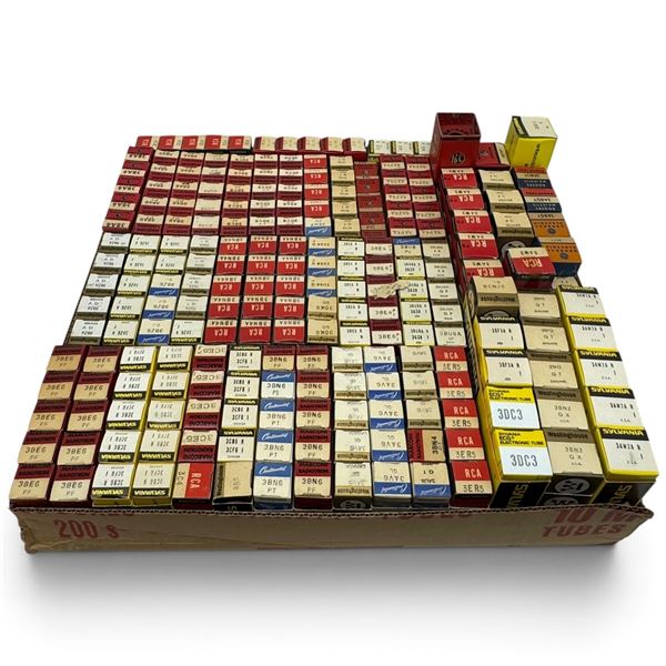 Large Collection of Boxed Radio & Electronic Vacuum Tubes by RCA, Sylvania, Marconi & More