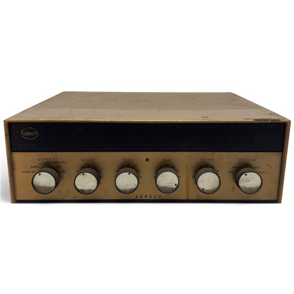 Circa 1965 Armaco SA-30 Stereo Tube Integrated Amplifier in Gold-Tone Metal Case