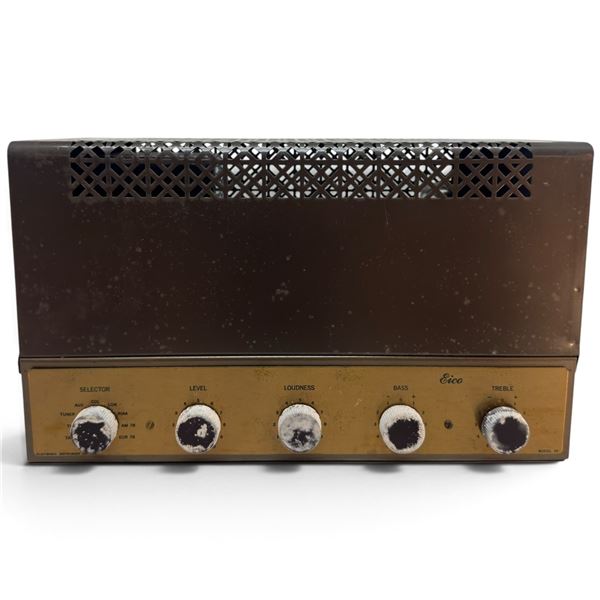 EICO HF-20 20-Watt Mono Integrated Vacuum Tube High-Fidelity Amplifier with Metal Cover