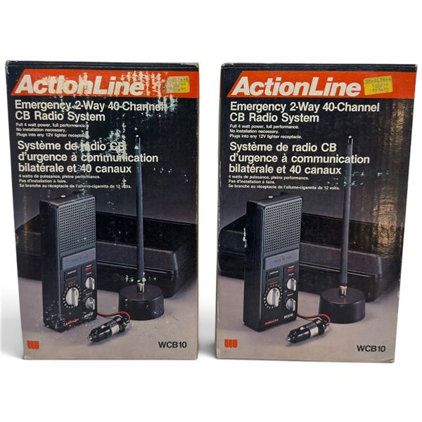 Pair of New Old Stock ActionLine WCB10 40-Channel Emergency CB Radio Systems