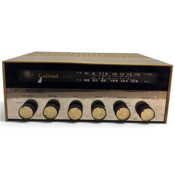 Calrad AF-300 AM/FM Hi-Fi Tuner & 15-Watt Amplifier in Gold-Tone Metal Case