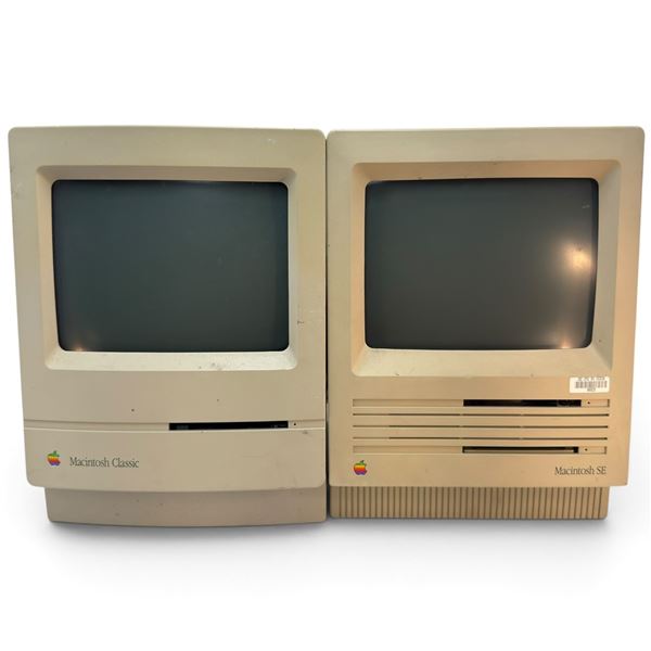 Pair of Apple Macintosh Classic M0420 (1991) & Macintosh SE M5011 Computers