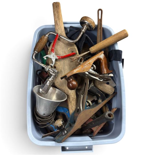 Large Assorted Hand & Power Tool Lot with Planes, Saws, Braces, Air Tools & Work Lights