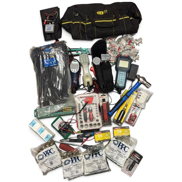 Telecommunications & Cable Installation Tool Lot with Greenlee Test Sets & Hardware