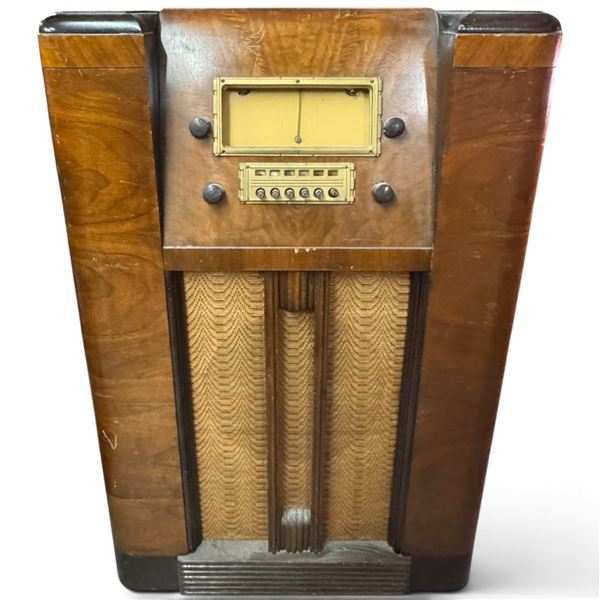 Mohawk Radio Limited Art Deco Floor-Standing Vacuum Tube Console Radio, New Toronto, Canada
