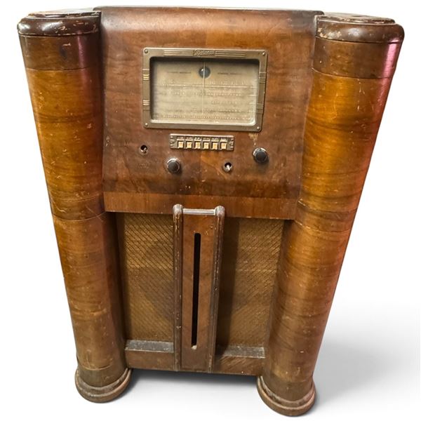 Circa 1940 Canadian Marconi Model 168A Five-Band Art Deco Console Tube Radio