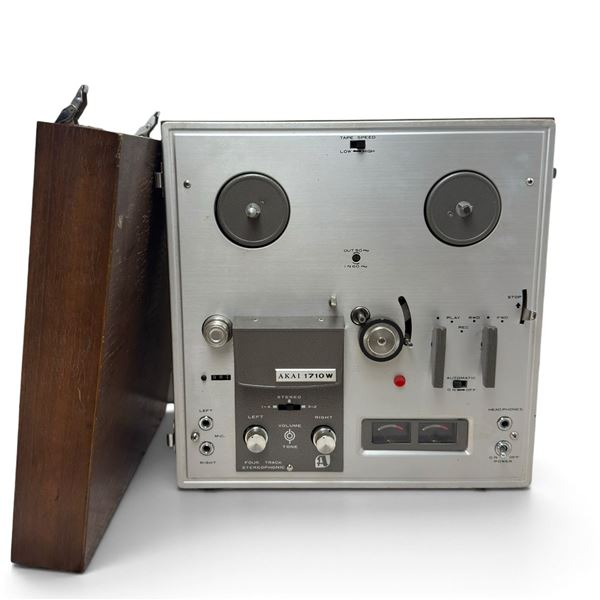 Akai 1710W Four-Track Stereo Tube Reel-to-Reel Recorder with Wood Case & Built-In Speakers