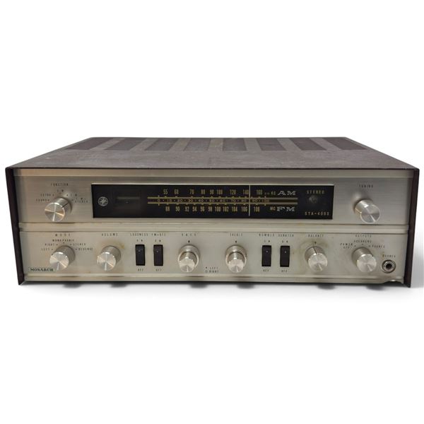 1960s Monarch STA-400X AM/FM Multiplex Tube Stereo Receiver in Wood Case, Made in Japan