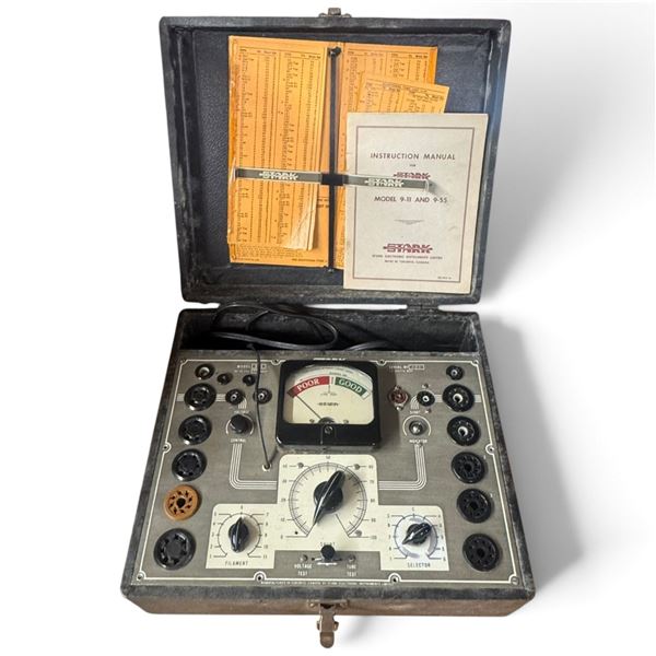 Stark Model 9-55 Portable Vacuum Tube Tester with Manual, Charts & Carrying Case