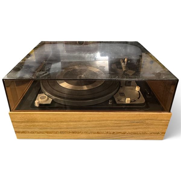 Mid-Century Dual 1009 Four-Speed Automatic Turntable, Wood Plinth & Smoked Dust Cover