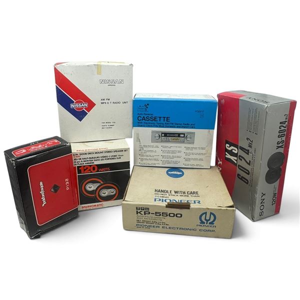 Pioneer, Nissan, Sony, Sears, Rockford Fosgate & Sparkomatic Boxed Car Audio Group