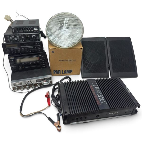 Vehicle Audio & Radio Group with Toshiba Amp, Realistic CB, Speakers & PAR Lamp