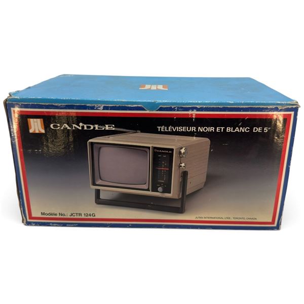 Candle JCTR 124G 5-Inch Portable B&W Television with Original Box & Power Accessories NOS