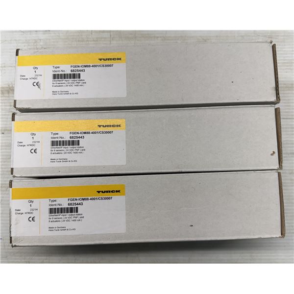 (3) Turck #6825443 / FGEN-IOM88-4001-/CS30007 EtherNet/IP Input/Output Stations for 8 Sensors