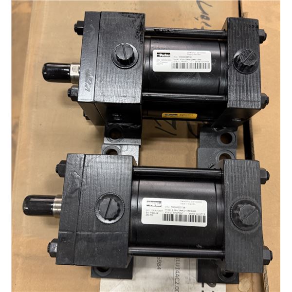 (2) Parker #1H000035738 / 3.25CC2ANLU14AC2.000 Air Cylinders 250psi