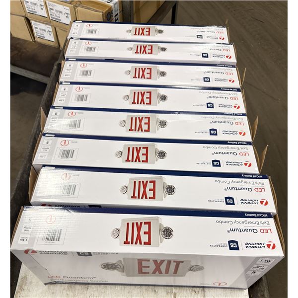 Lot of (8) Lithonia Lighting LED Quantum Exit/Emergency Combos #LHQM LED R M6