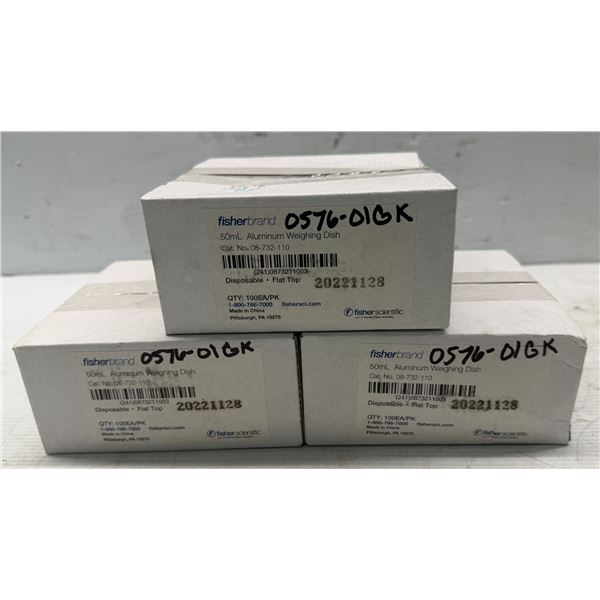 (3) Fisher Brand #08-732-110 50mL Aluminum Weighing Dishes  ​​​​