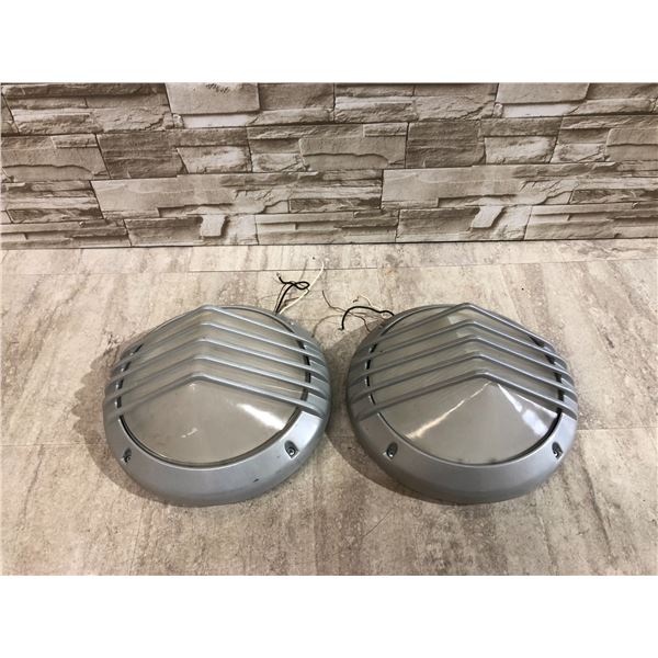 Lot Of 2 Round Louvered Outdoor Bulkhead Light Fixture