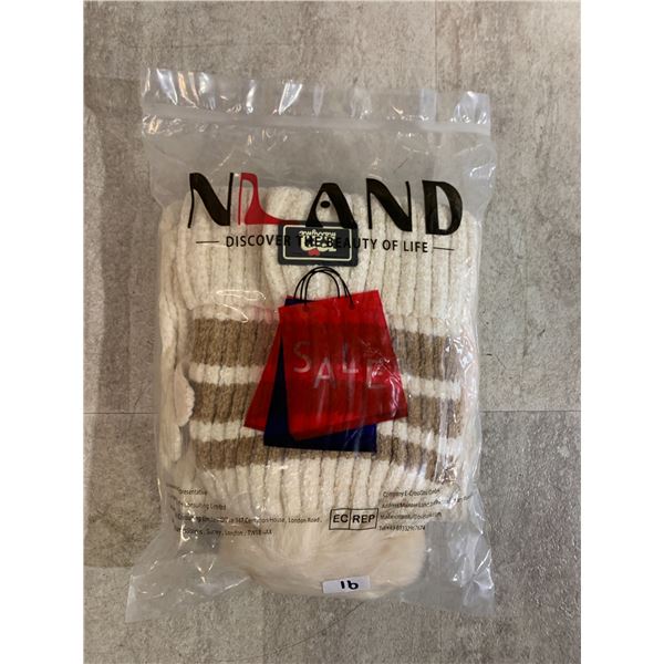 NLAND Beige Beanie With PomPom - Gloves & Scarf - For Toddlers